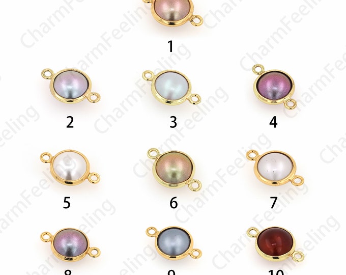 10 pcs,MicroPave CZ Circle Charm,18K Gold Filled Round Charm Connector,Bracelet Necklace Jewelry Connector,6mm/8mm/10mm