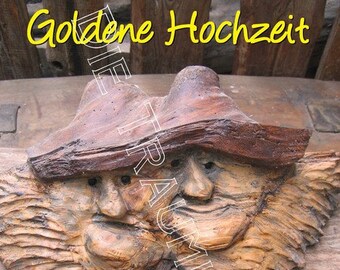 Goldene Hochzeit Karte "Holzgesichter" TD0030