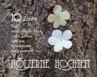 Hölzerne Hochzeit Karte "Blüten Baum 1" TD0065