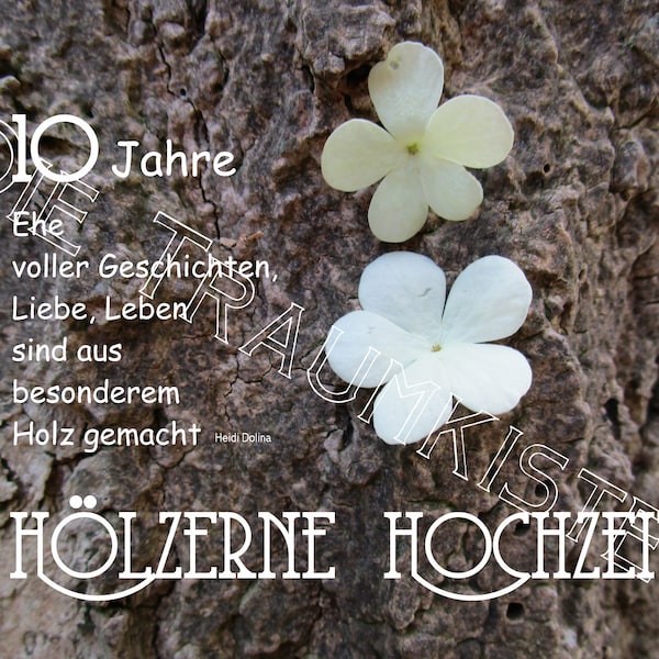 Hölzerne Hochzeit Karte "Blüten Baum 1" TD0065