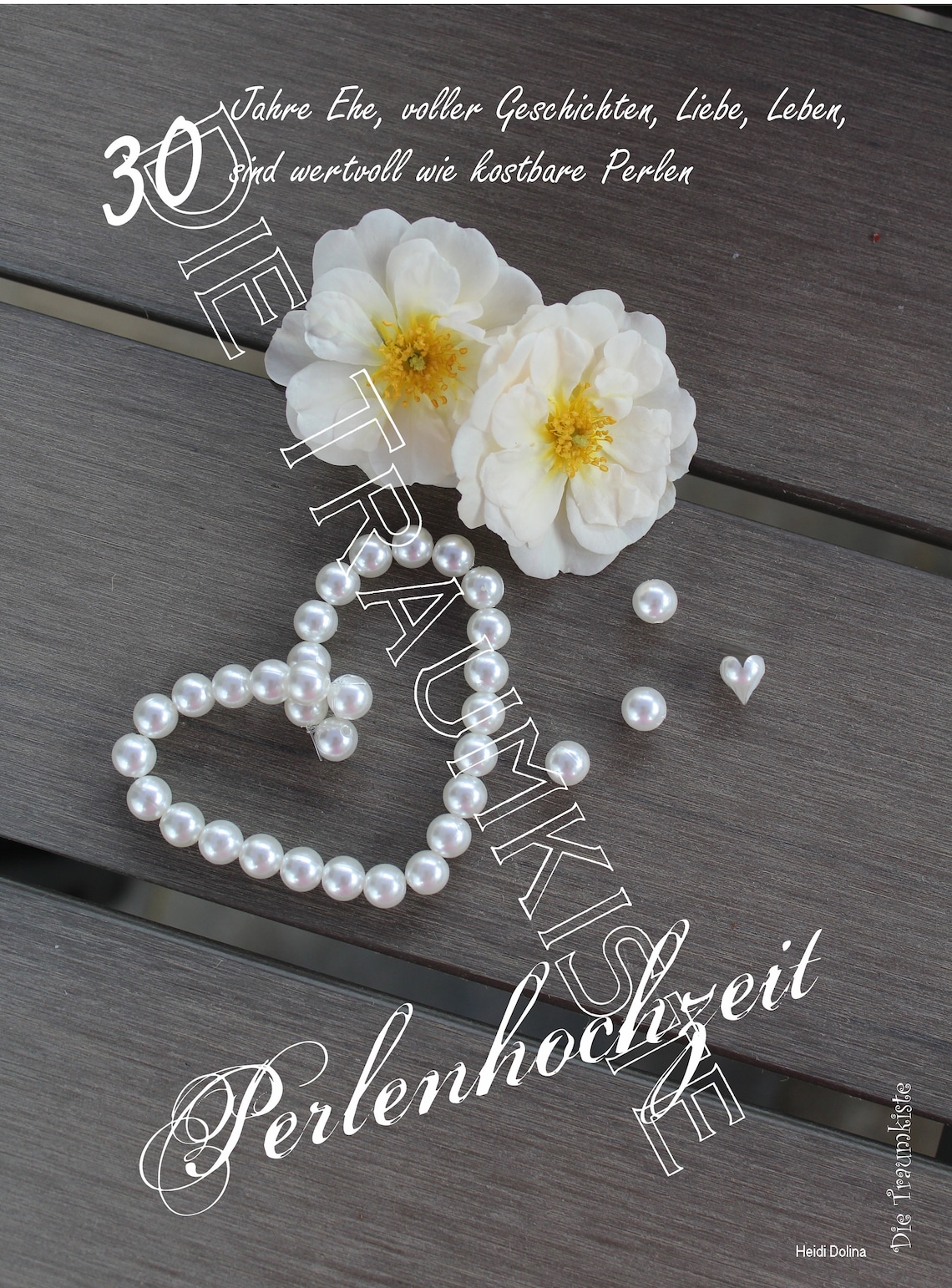 Perlenhochzeit Karte "Perlenherz Rosen" TD0089 Etsy.de