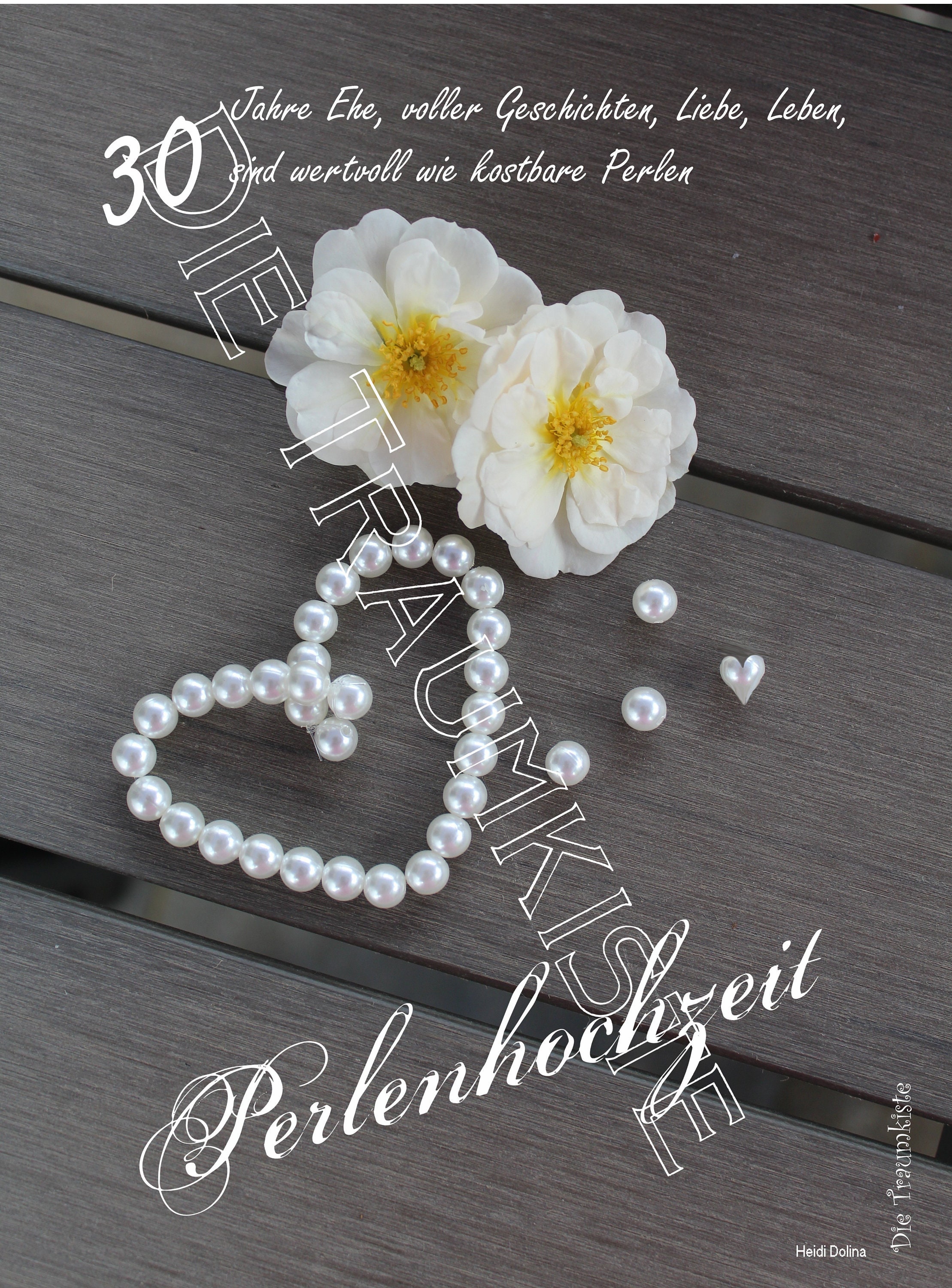 Perlenhochzeit Karte "Perlenherz Rosen" TD0089 Etsy.de