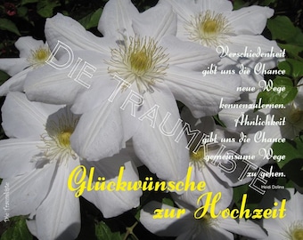 Hochzeitskarte "Clematis weiß" TD0007