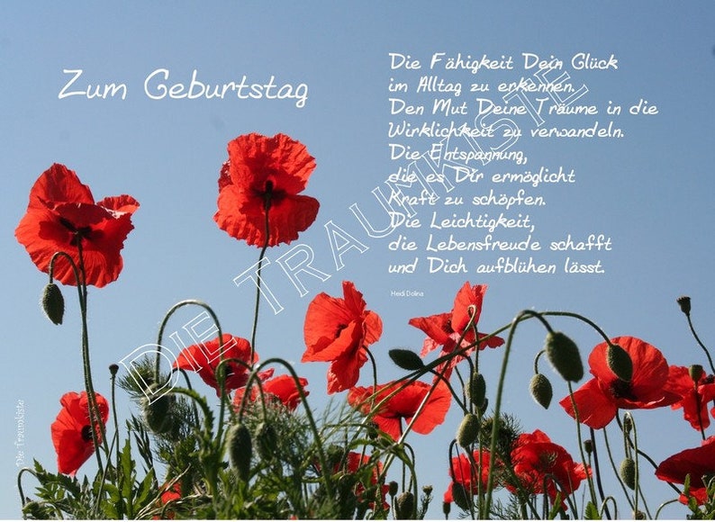 Geburtstagskarte Mohnblumen 5 TA0041 Etsy