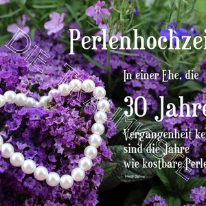 Perlenhochzeit Karte "Perlen lila Blüte 4" TD0067