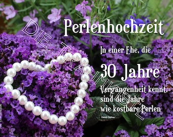 Perlenhochzeit Karte "Perlen lila Blüte 4" TD0067