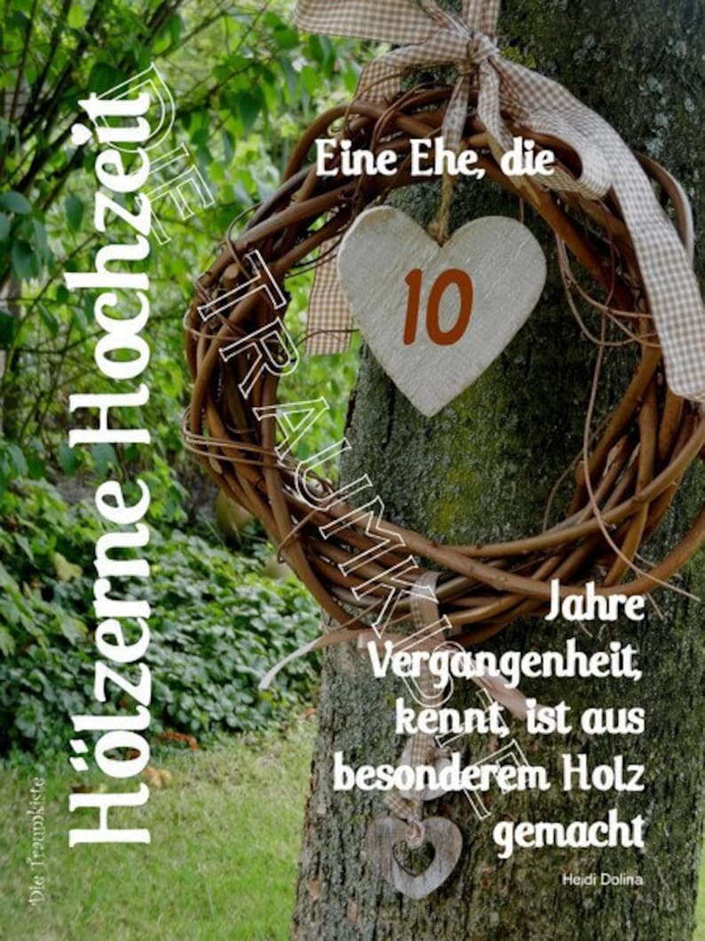 Hölzerne Hochzeit Karte Herz Kranz TD0046 Bild 1