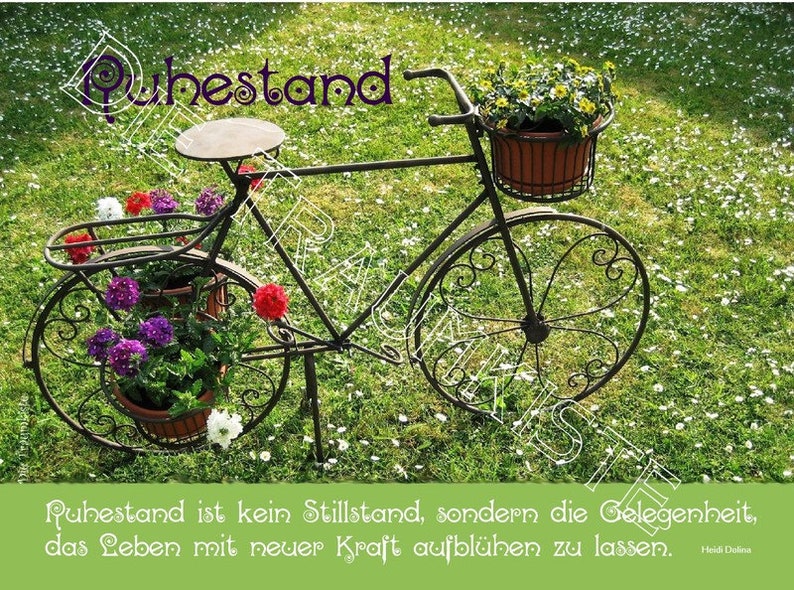 Ruhestand KarteFahrrad Blumen TH0013 Bild 1