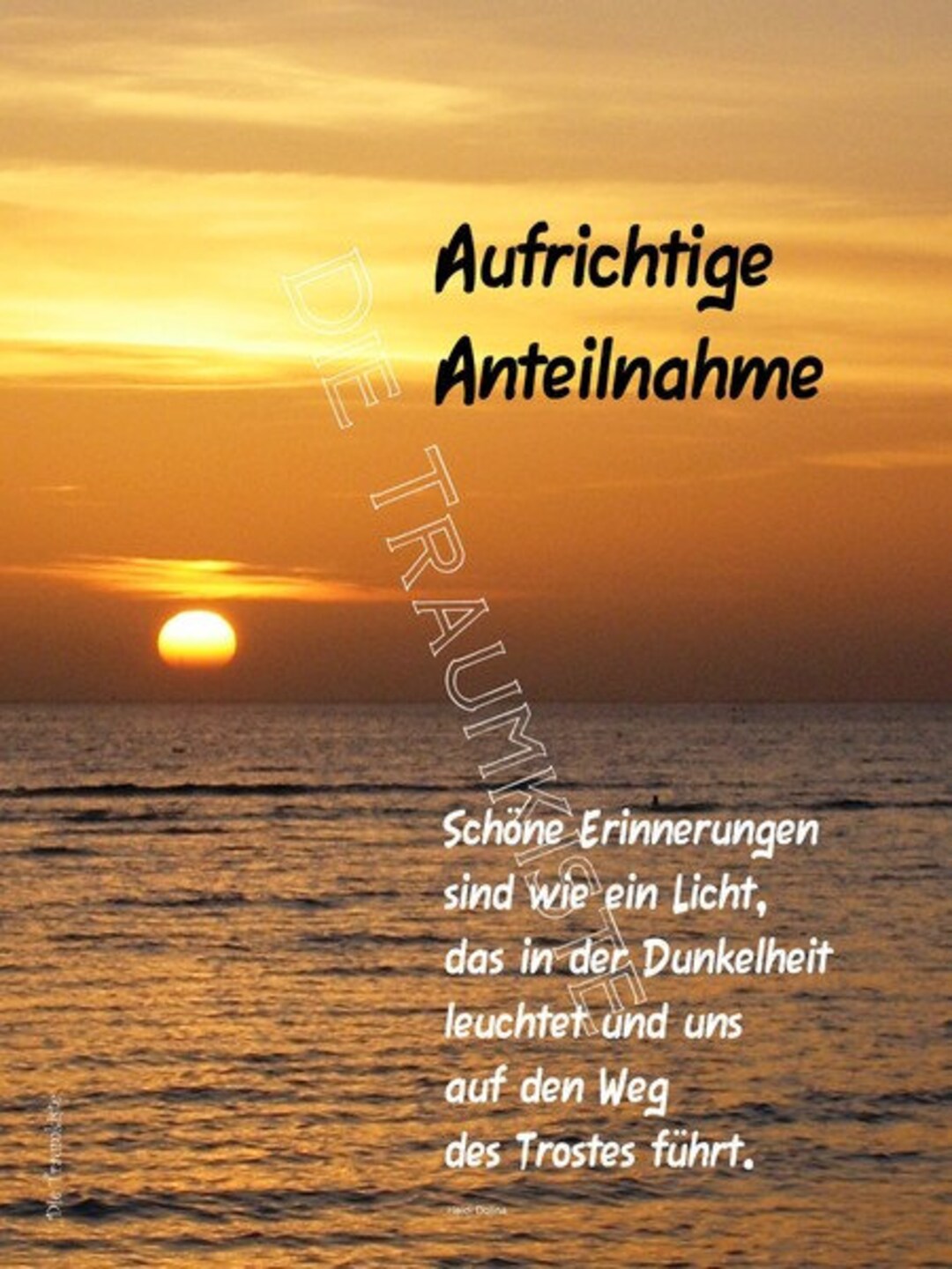 Trauerkarte Sonnenuntergang TC0012 Etsy.de