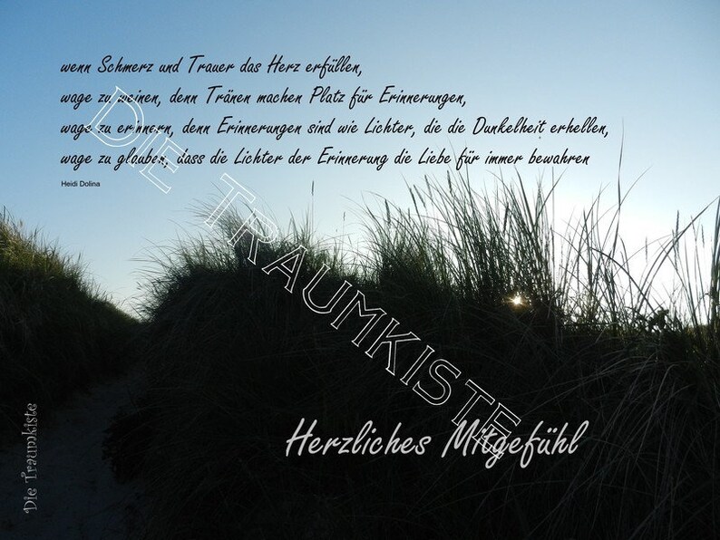 Trauerkarte Dunenweg 9 Tc0031 Etsy