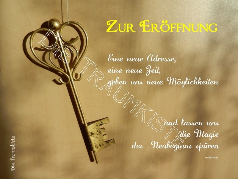 Eröffnung KarteSchlüssel gold TH0029 Etsy