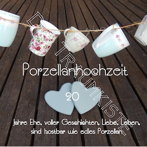 Porzellanhochzeit Karte "Tassen Herzen"TD0094