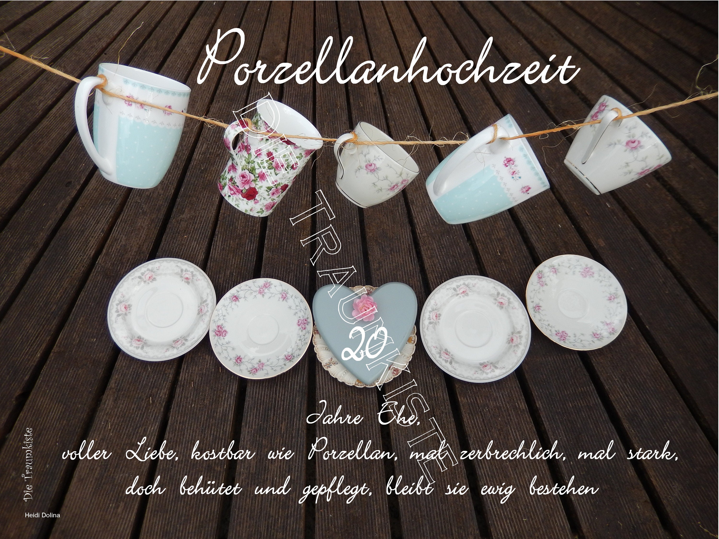 Porzellanhochzeit Karte Tassen RosenherzTD0093 Etsy.de