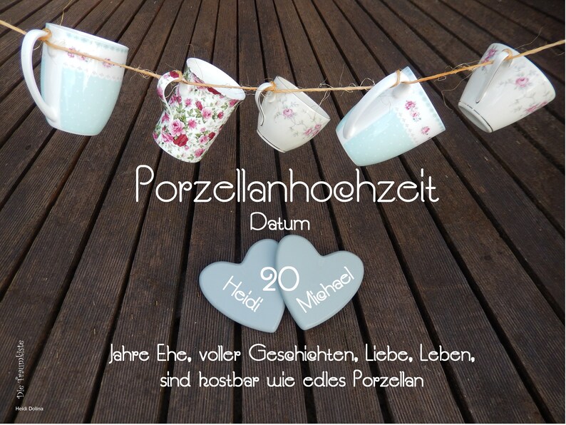 Porzellanhochzeit Karte Tassen HerzenTD0094 Etsy