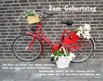 Geburtstagskarte "Fahrrad rot " TA0066