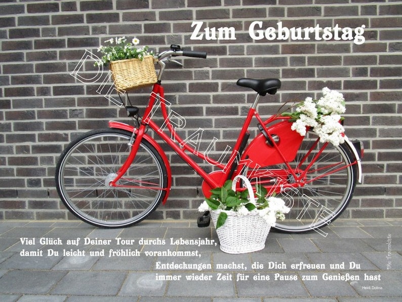 Geburtstagskarte Fahrrad rot TA0066 Etsy