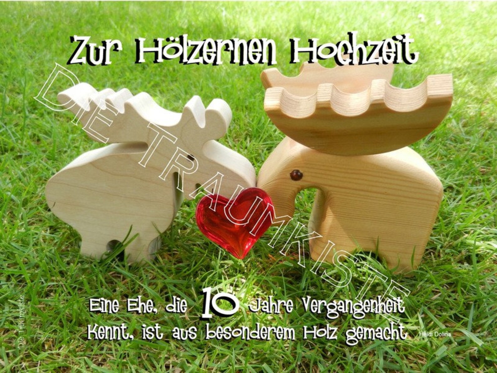 Hölzerne Hochzeit Karte "Elchpaar Herz" TD0034 Etsy.de