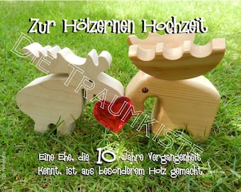 Hölzerne Hochzeit Karte "Elchpaar Herz" TD0034