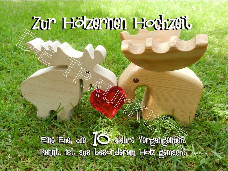Hölzerne Hochzeit Karte Elchpaar Herz TD0034 Etsy