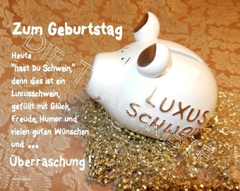 Geburtstagskarte "Sparschwein gold"TA0073