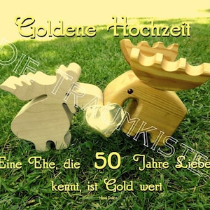 Goldene Hochzeit Karte Elche Goldherz TD0039 image 1