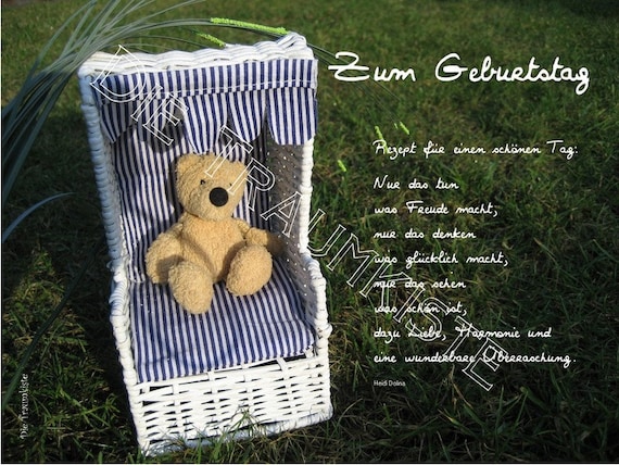 Geburtstagskarte Teddy Strandkorb 3 TA0034 Etsy