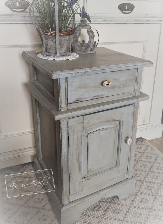 Bedside Table In Shabby Chic Cupboard Night Cupboard In Etsy