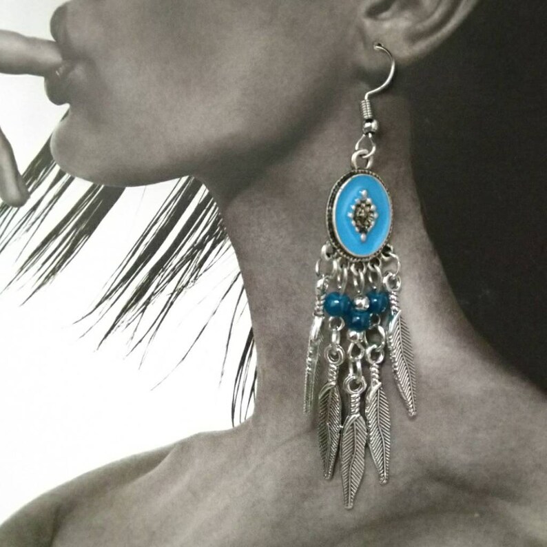 hippie chic earrings gypsy boho under 20 Bohemian hoop earrings free shipping love yourself native American boho feather earrings
