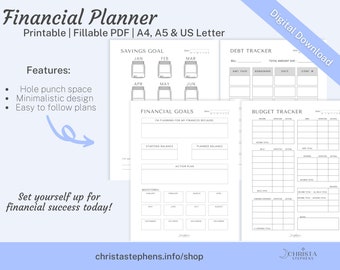 Financial planner printable, Digital finance tracker, Printable finance tool, Debt tracker printable, Savings binder, Easy budget sheet, pdf