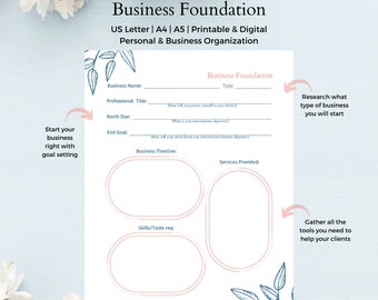 Business Foundation | Business Planner | Project Planner | Business Start-up | Goal Tracker | Productivity Planner | PDF Instant Download