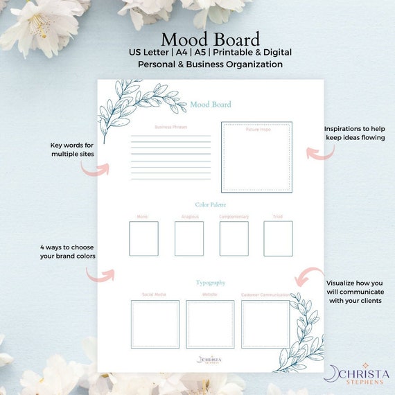 Mood Board Printable Digital Mood Board Inspiration Board - Etsy