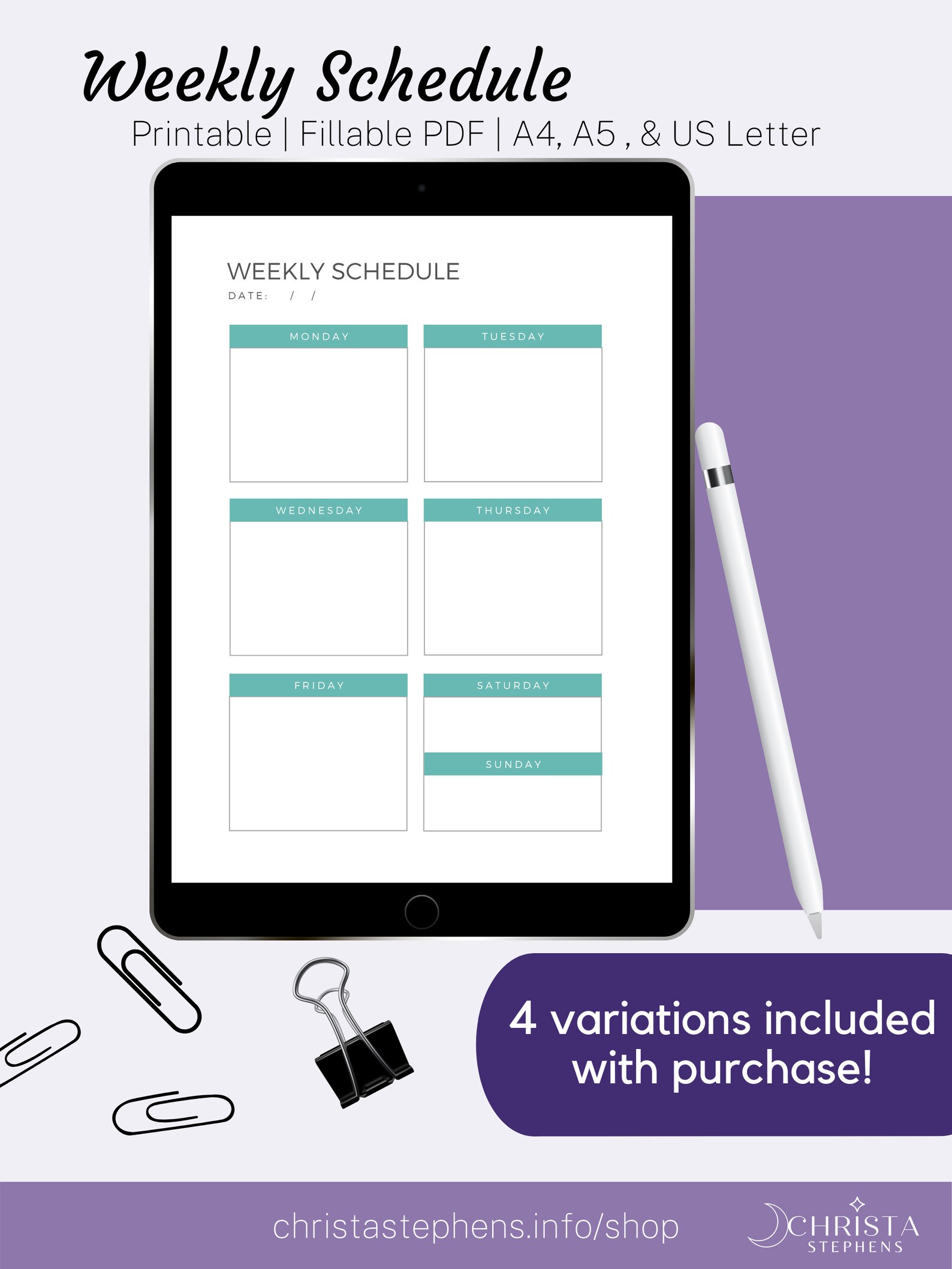Weekly schedule printable weekly planner template monthly planner