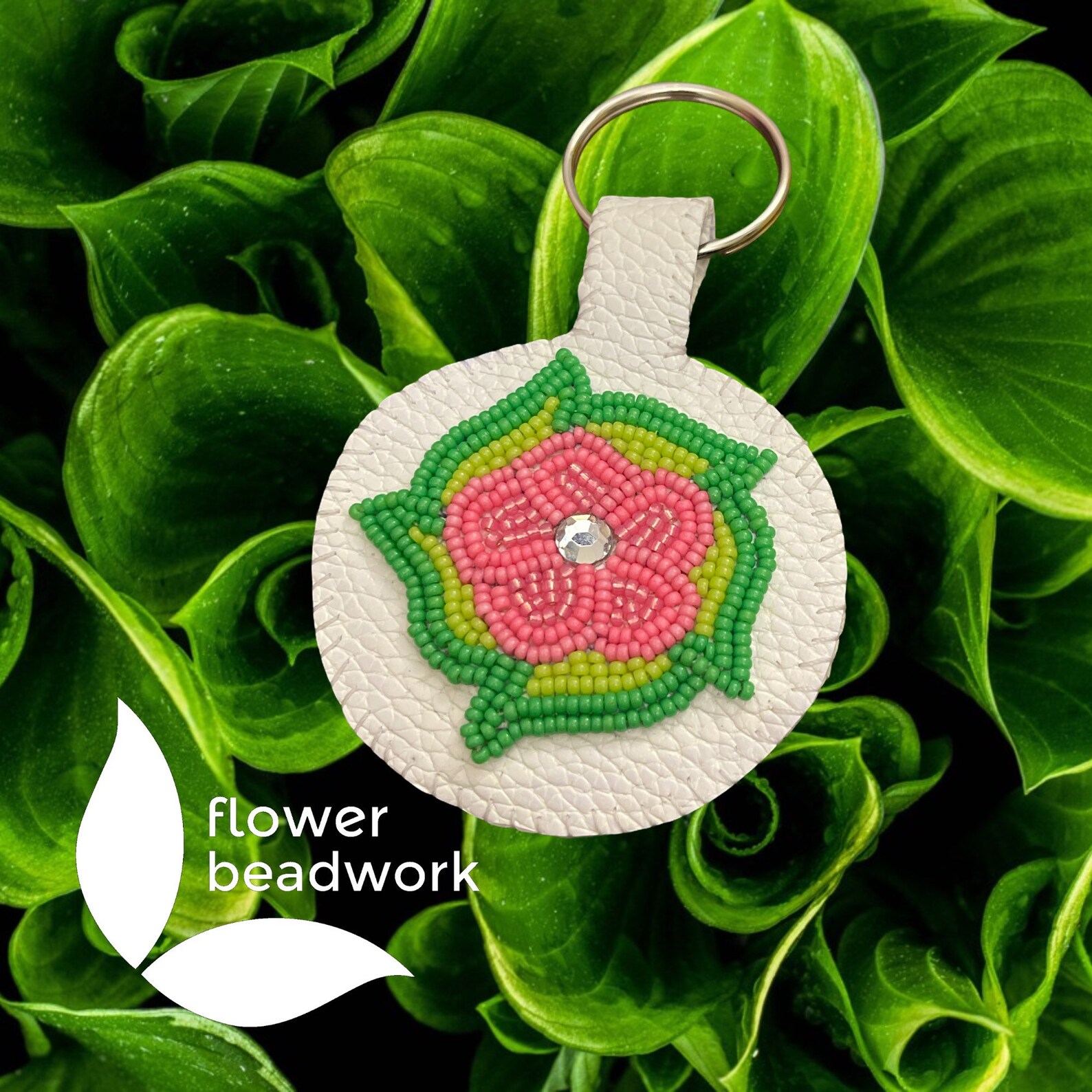 Indigenous Metis beaded flower keychain Etsy