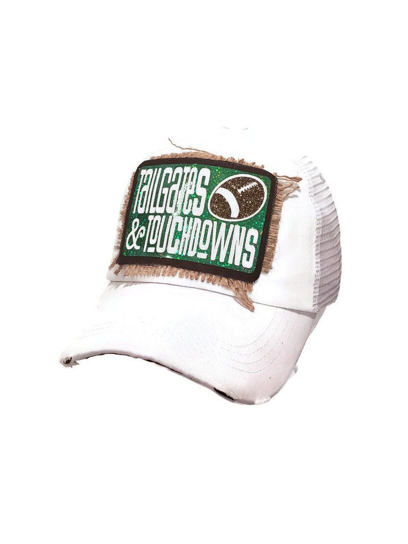 TAILGATES & TOUCHDOWNS White and Orange Trucker Cap Tailgates and Touchdowns White Distressed Trucker Hat - Etsy main image 4