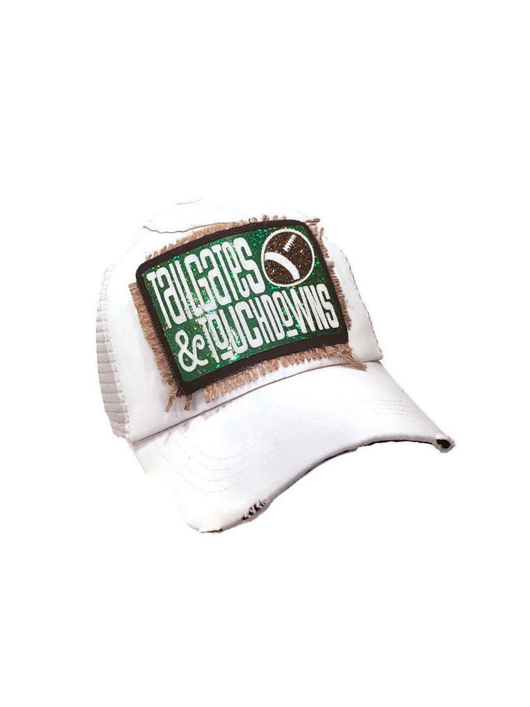 Tailgates and Touchdowns White Distressed Trucker Hat - Etsy
