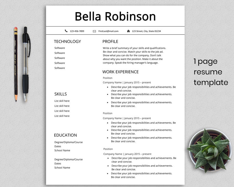 One Page Company Cv Design - Cv Template For Ms Word Curriculum Vitae Best Selling Cv Template Design Cover Letter One Page Two Page Three Page Resume Professional Resume Modern Resume Instant Download Cvtemplates Co Nz _ Creating a resume online with canva's free resume builder will give you a sleek and attractive resume, without the fuss.