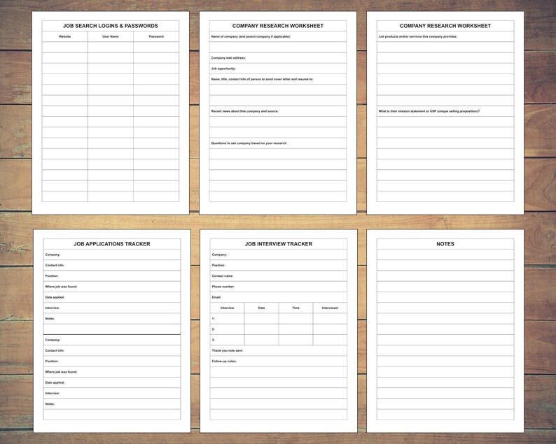 Printable Job Search Planner job hunting organizer binder US | Etsy