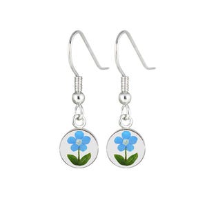 Forget-Me-Not Earrings, Hanging Circle, Transparent