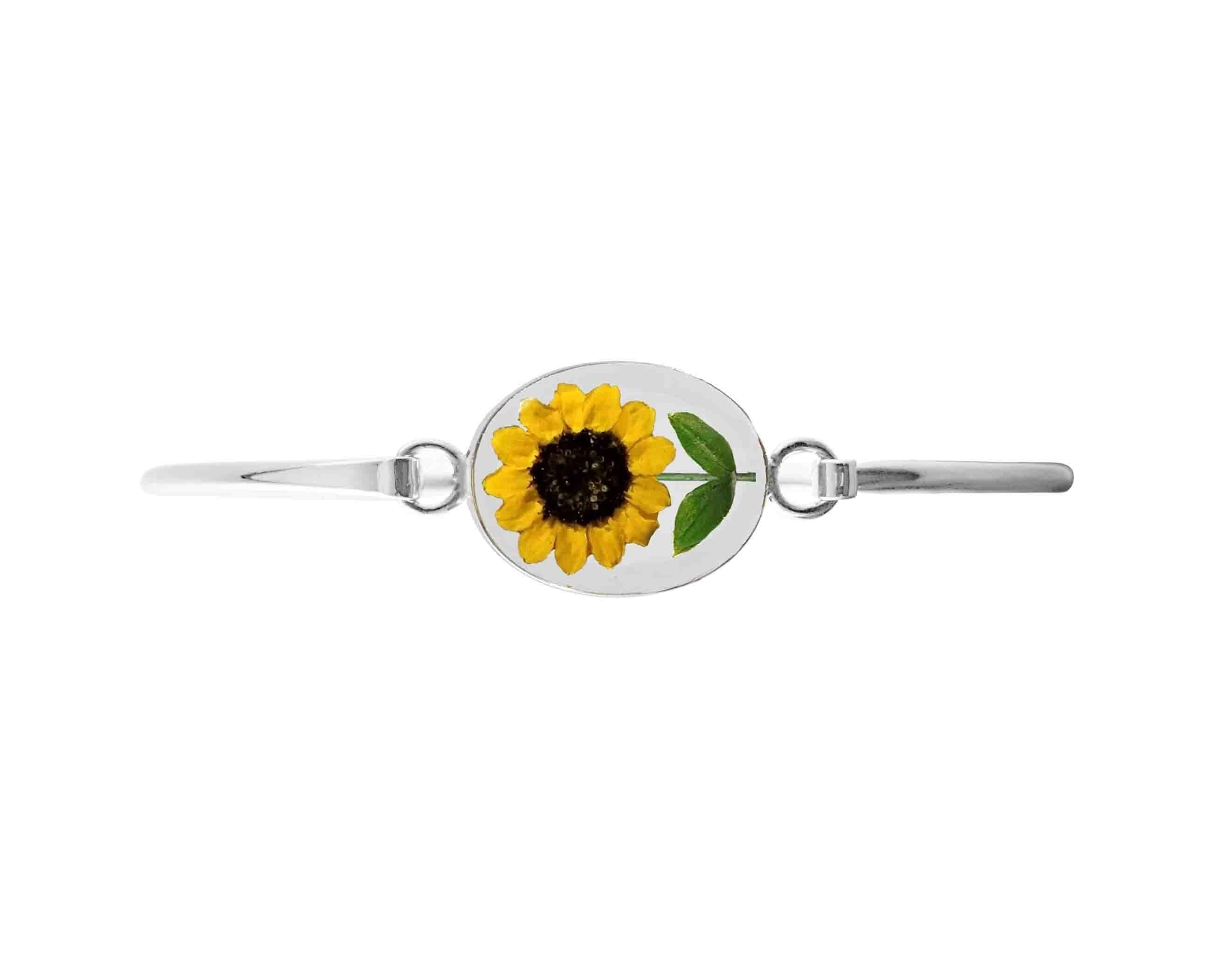 Real Sunflowers Medium Oval Bracelet Transparent Background