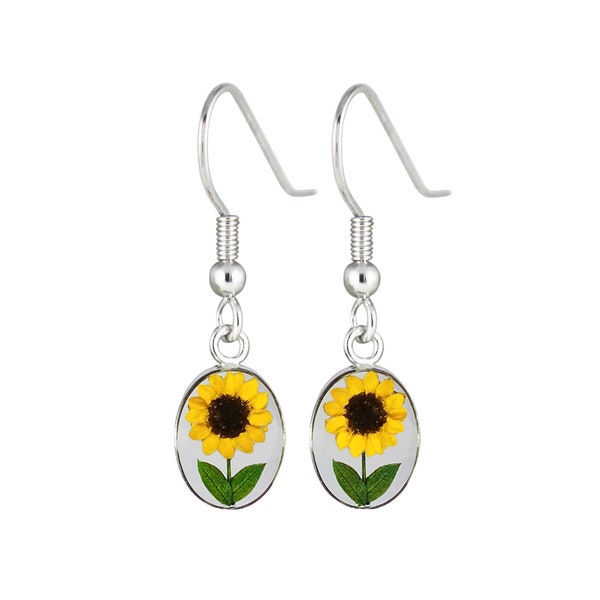Sunflower Earrings, Small Oval, Transparent