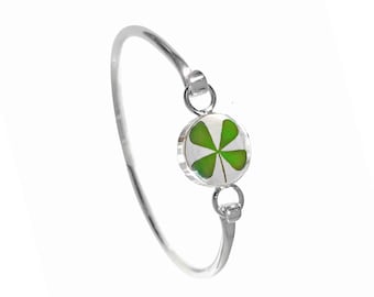 Four-Leaf Clover, Small Circle Bracelet, Transparent