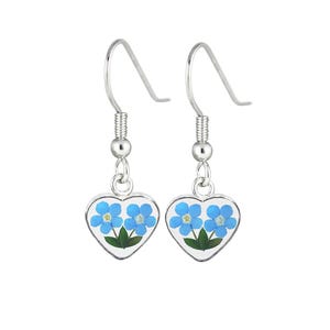 Forget-Me-Not Earrings, Hanging Heart, Transprent