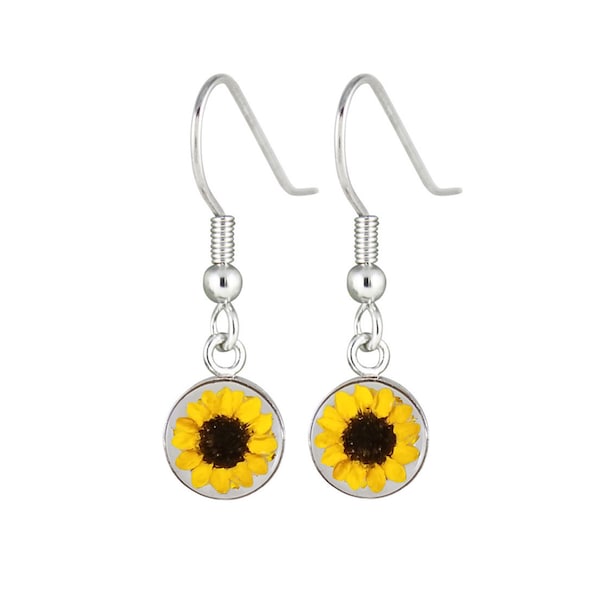 Sunflower Earrings, Small Circles, Transparent