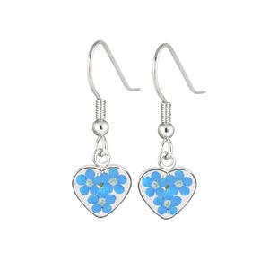 Forget-Me-Not Earrings, Hanging Heart, Transprent