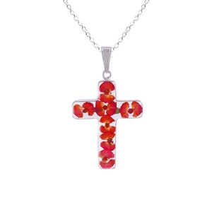 Crown of Thorns Necklace, Large Cross, Transparent
