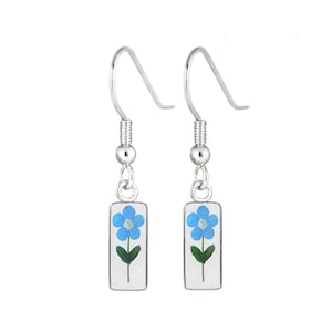 Forget-Me-Not Earrings, Hanging Rectangle, Transparent