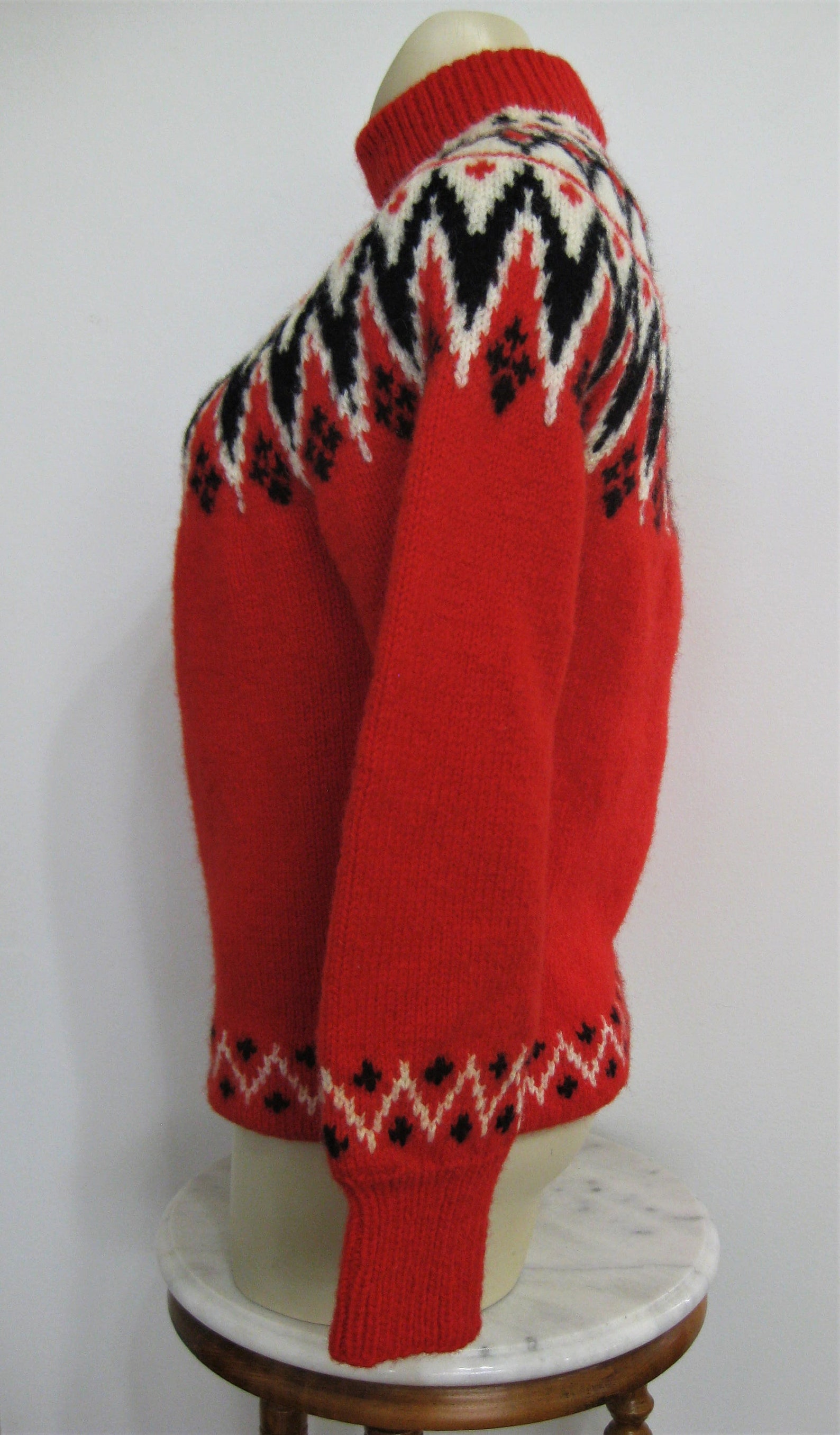 Sweater Wool Norwegian Red Jumper 1950s Handmade Pullover | Etsy