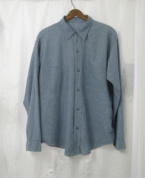 Shirt Chambray Navy Prison Shirt All Cotton Size M