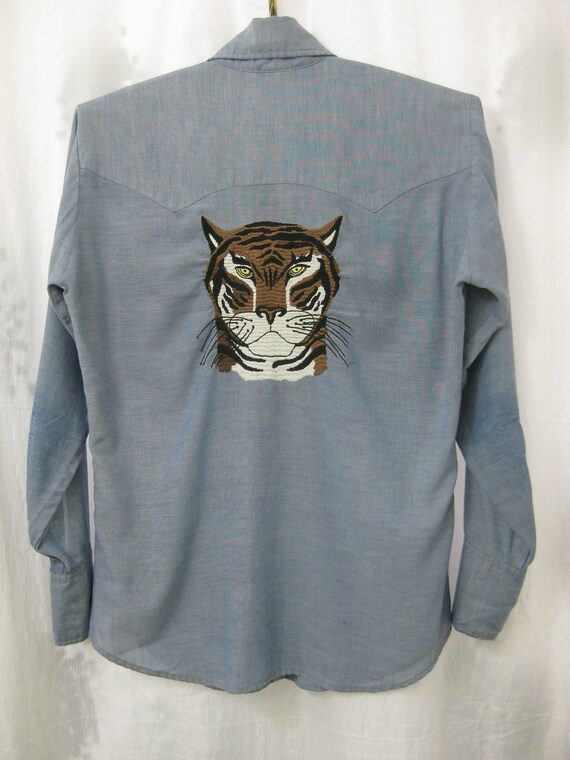 1970s Levis Leopard Jaguar Tiger Embroidered Chamb