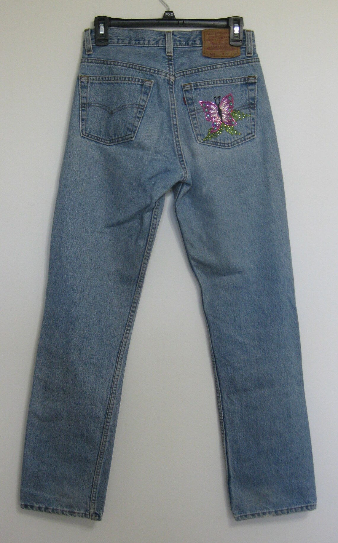 Handpainted 1980s LEVIS 501 Red Tab Jeans 28x31 USA Butterfly | Etsy